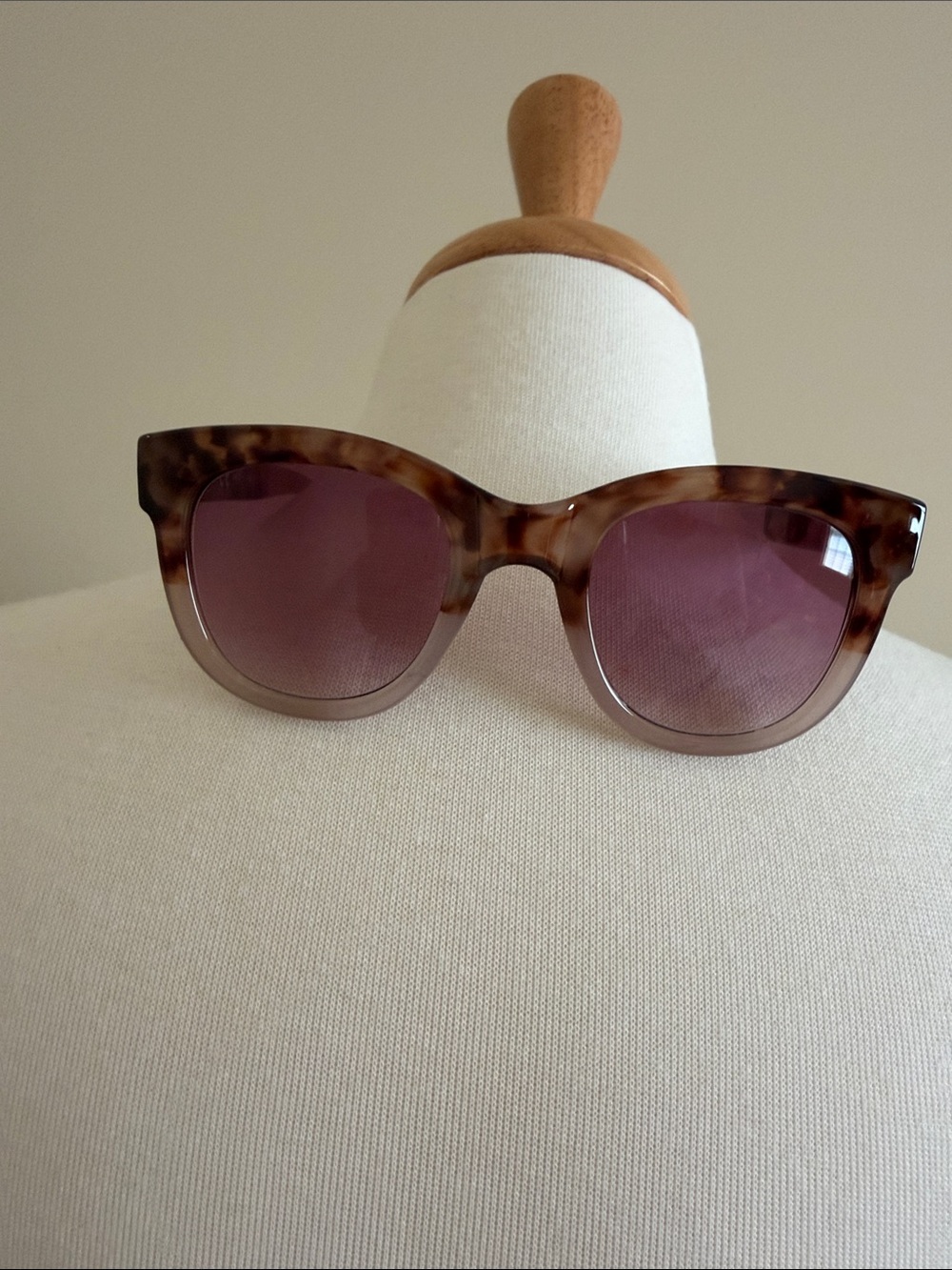 J. Crew Tortoiseshell Cat-Eye Sunglasses with Purple Lenses
